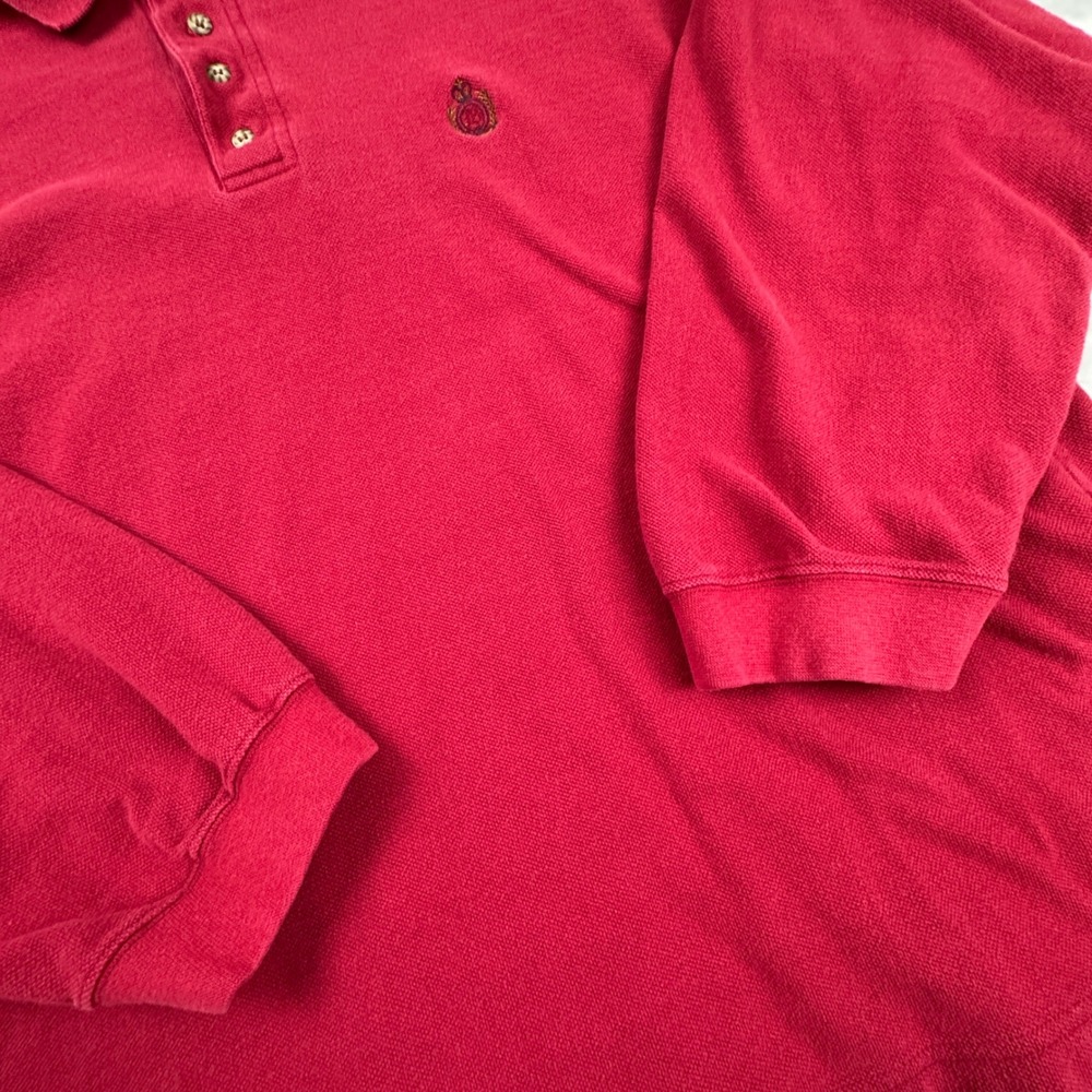 Vintage Bugle Boy Company Mens Red Long Sleeve Polo Shirt Embroidered Logo Y2K L - Picture 9 of 9